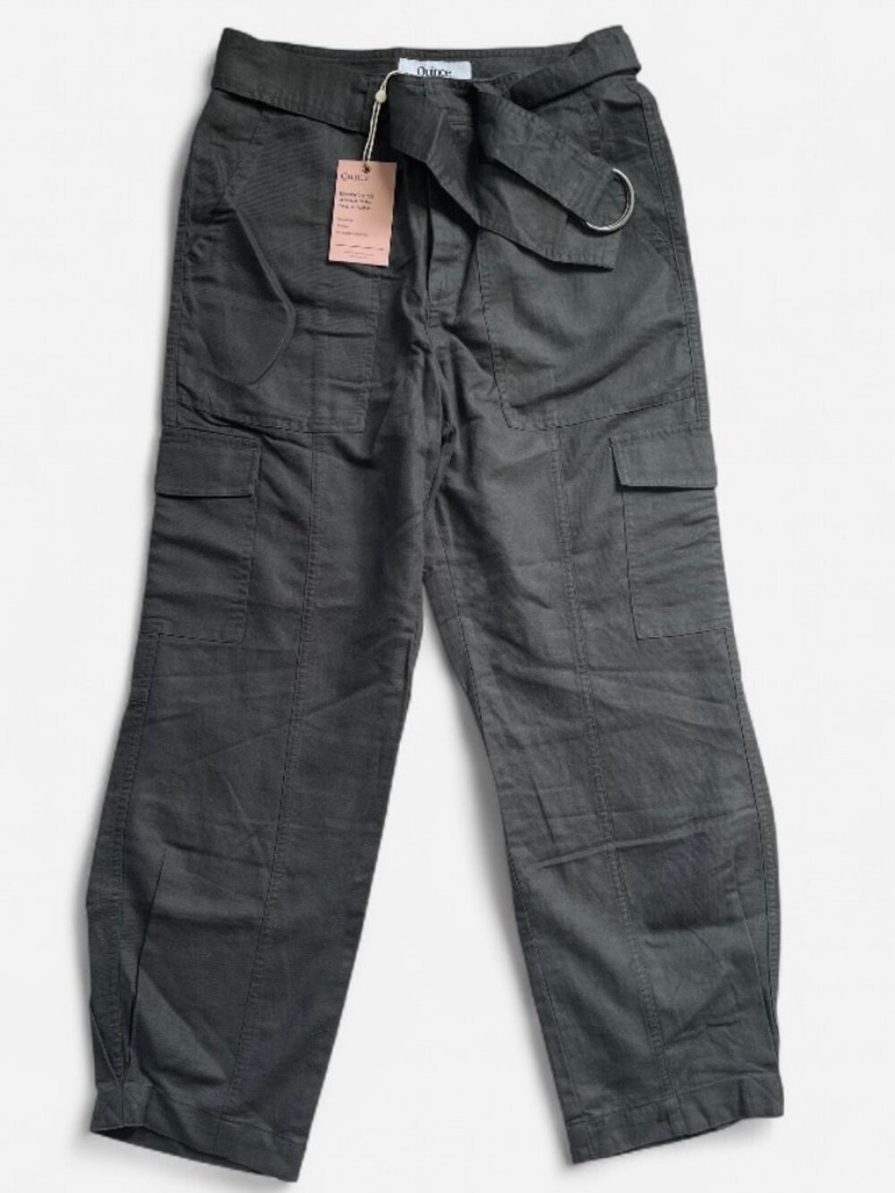 Quince Vintage Wash Dark Gray Cargo Belted Jogger Tencel